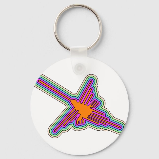 Nazca Hummingbird Peru Drawing Key Ring (Front)