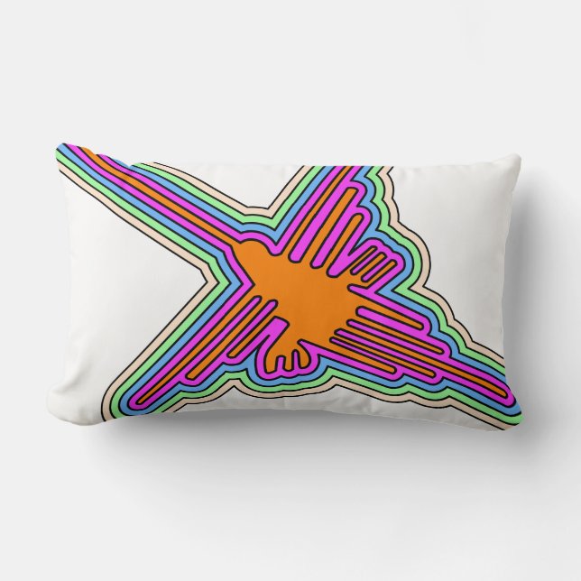 Nazca Hummingbird Peru Drawing Lumbar Cushion (Front)