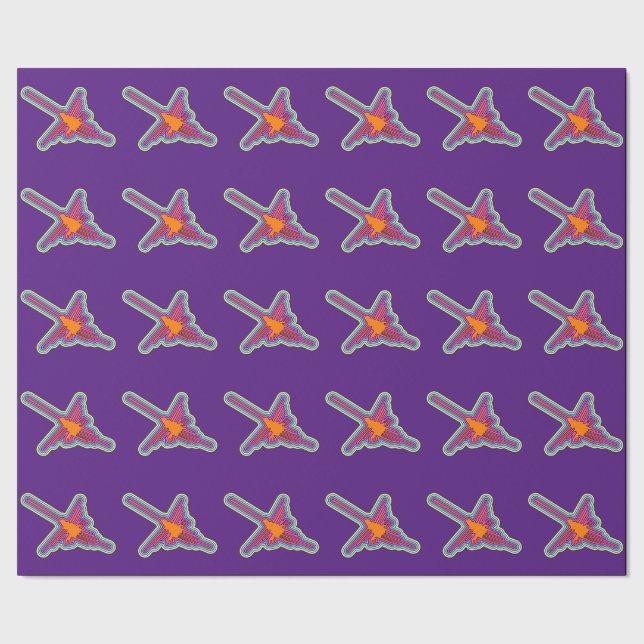 Nazca Hummingbird Peru Drawing On Purple Wrapping Paper (Seam)