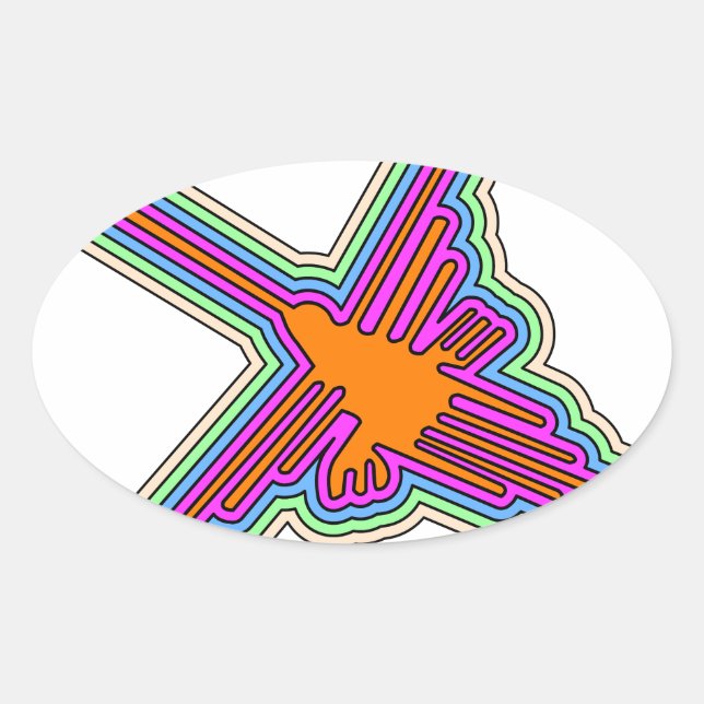 Nazca Hummingbird Peru Drawing Oval Sticker (Front)