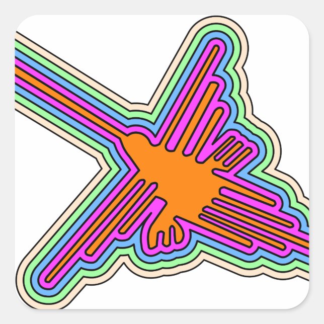 Nazca Hummingbird Peru Drawing Square Sticker (Front)