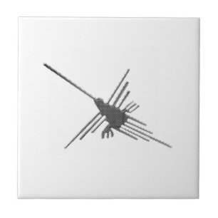 Nazca Lines Hummingbird Newsprint Ceramic Tile