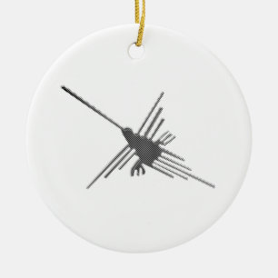 Nazca Lines Hummingbird Newsprint Ceramic Tree Decoration