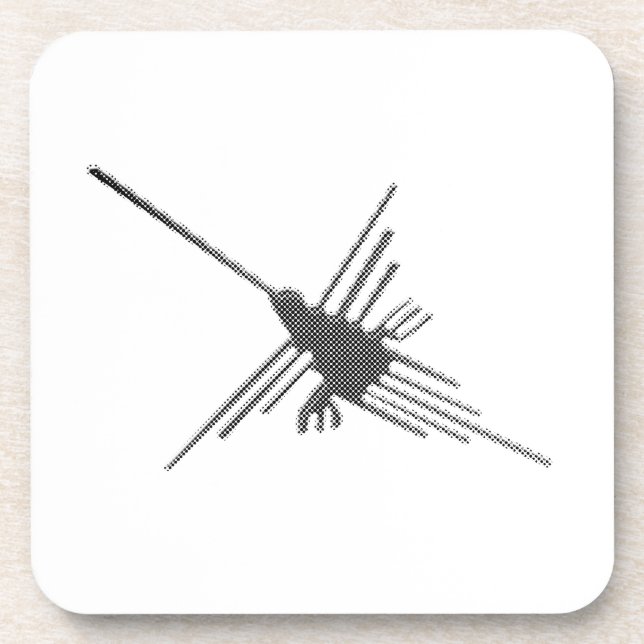 Nazca Lines Hummingbird Newsprint Coaster (Front)