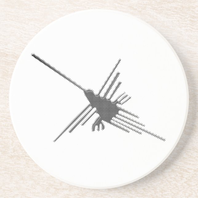 Nazca Lines Hummingbird Newsprint Coaster (Front)