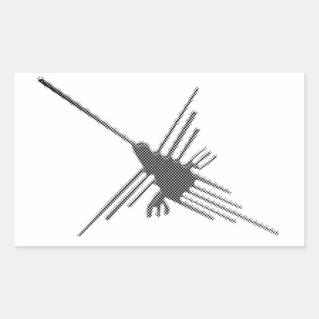 Nazca Lines Hummingbird Newsprint Rectangular Sticker (Front)