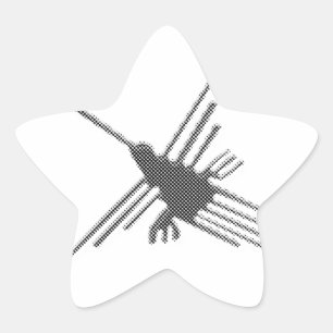 Nazca Lines Hummingbird Newsprint Star Sticker