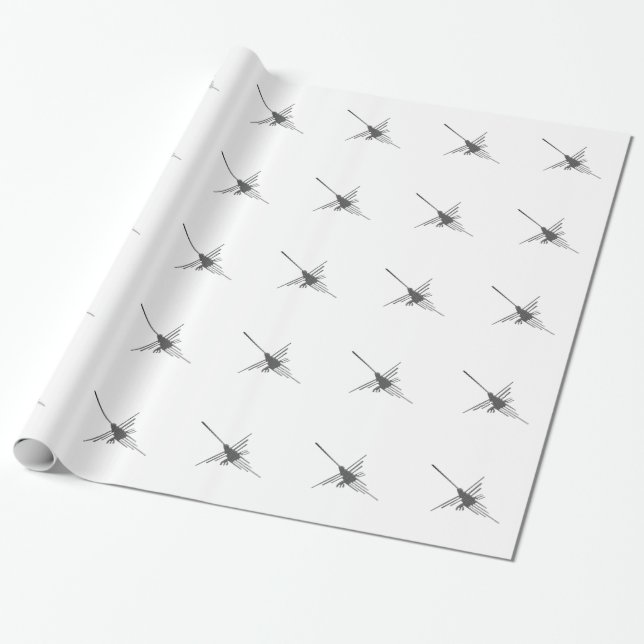 Nazca Lines Hummingbird Newsprint Wrapping Paper (Unrolled)