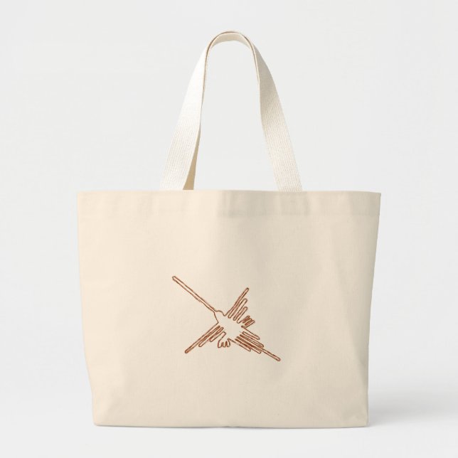 Nazca Lines Hummingbird Sketch Large Tote Bag (Front)