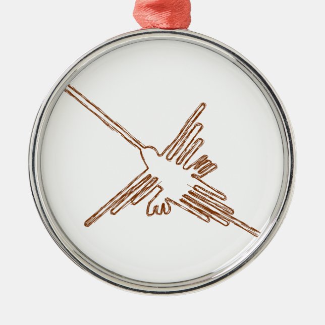 Nazca Lines Hummingbird Sketch Metal Tree Decoration (Front)
