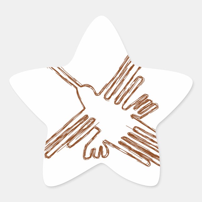 Nazca Lines Hummingbird Sketch Star Sticker (Front)