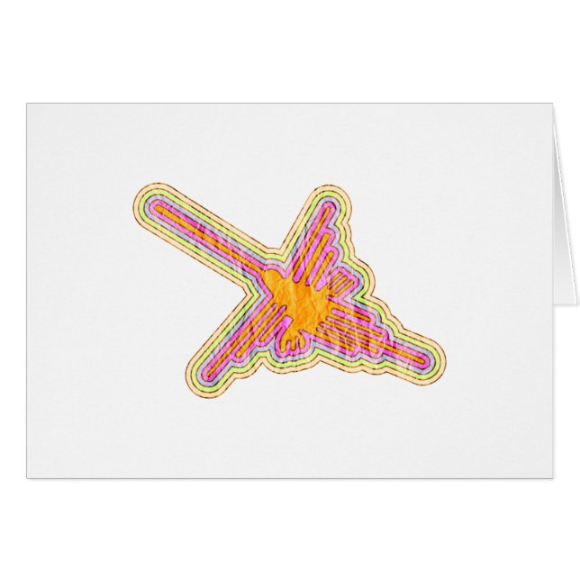 Nazca Lines Hummingbird With Wrinkled Paper Effect (Front Horizontal)