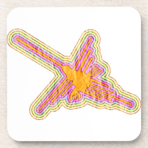 Nazca Lines Hummingbird With Wrinkled Paper Effect Coaster