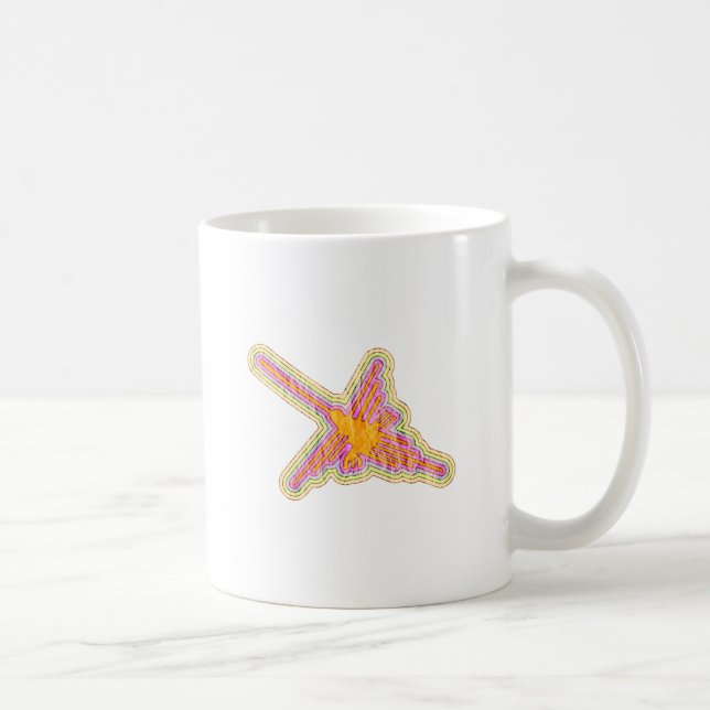 Nazca Lines Hummingbird With Wrinkled Paper Effect Coffee Mug (Right)