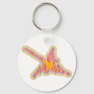 Nazca Lines Hummingbird With Wrinkled Paper Effect Key Ring