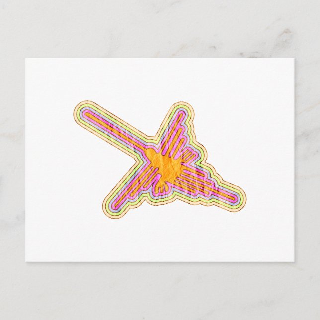 Nazca Lines Hummingbird With Wrinkled Paper Effect Postcard (Front)