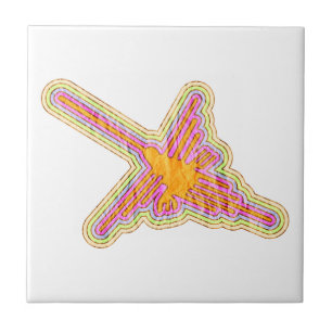 Nazca Lines Hummingbird With Wrinkled Paper Effect Tile