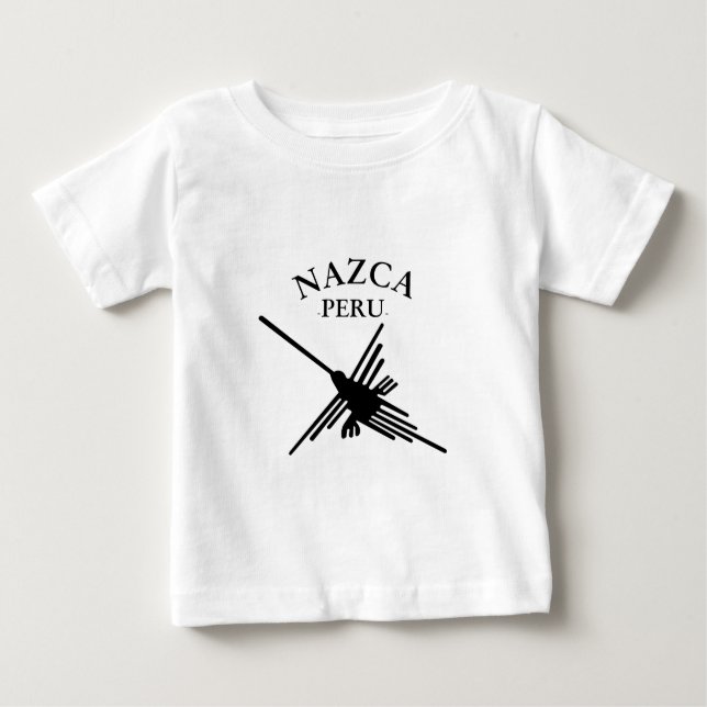 Nazca Peru Hummingbird With Curved Text Baby T-Shirt (Front)