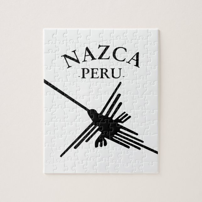 Nazca Peru Hummingbird With Curved Text Jigsaw Puzzle (Vertical)