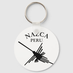 Nazca Peru Hummingbird With Curved Text Key Ring