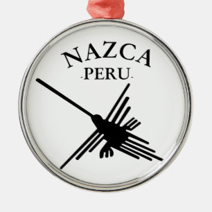 Nazca Peru Hummingbird With Curved Text Metal Tree Decoration