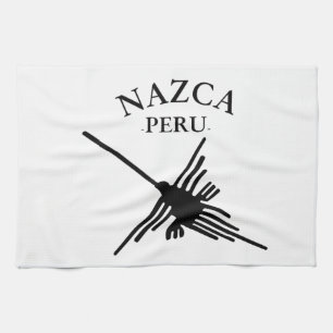 Nazca Peru Hummingbird With Curved Text Tea Towel