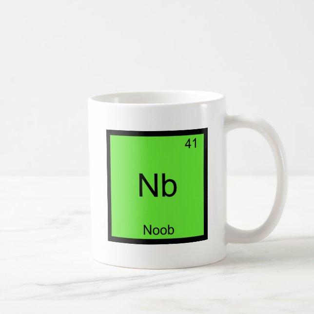 Nb - Noob Chemistry Element Symbol Funny Newbie Coffee Mug (Right)