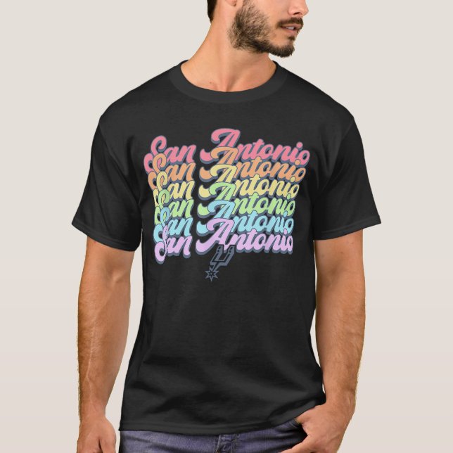 NBA San Antonio Spurs Pastel Rainbow Pride Stack g T-Shirt (Front)