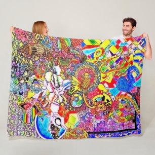 NBK Alice Acid Trip psychedelic Collage Fleece Blanket