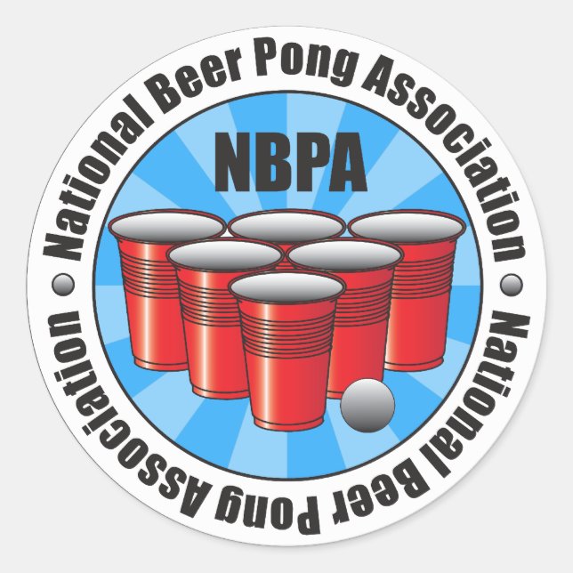 NBPA National Beer Pong Association Starburst Classic Round Sticker (Front)