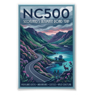 NC500 Scotland's Ultimate Road Trip Travel Poster