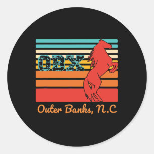 Nc Obx Retro Corolla Beach Vacation Outer Banks Wi Classic Round Sticker