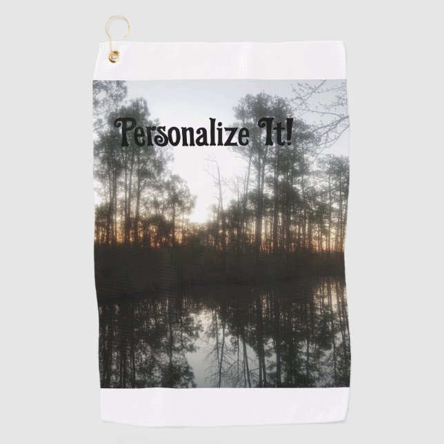 NC Sunrise Rustic Landscape Golf Towel (Front)