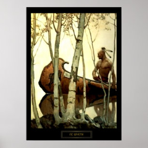 NC Wyeth Historical Painting Indian Canoe #2 Poster