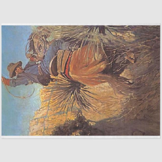 NC Wyeth Painting "Horse Jumping From Snake" Tissue Paper (Front)
