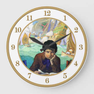 NC WYETH TALES OF ADVENTURE LARGE CLOCK