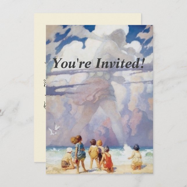 NC Wyeth The Giant Artwork Beach Coastal Invitation (Front/Back)
