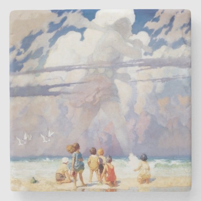 NC Wyeth The Giant Artwork Beach Coastal Stone Coaster (Front)