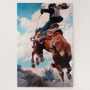 NC Wyeth Western Painting “Bucking” Jigsaw Puzzle