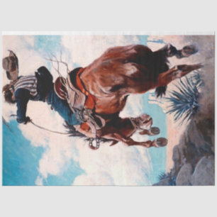 NC Wyeth Western Painting “Bucking” Tissue Paper