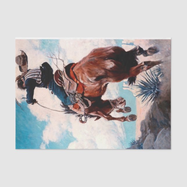 NC Wyeth Western Painting “Bucking” Tissue Paper (Front)