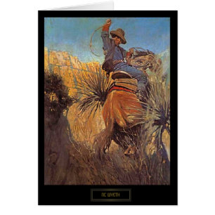 NC Wyeth Wild West Painting "jumping Horse"