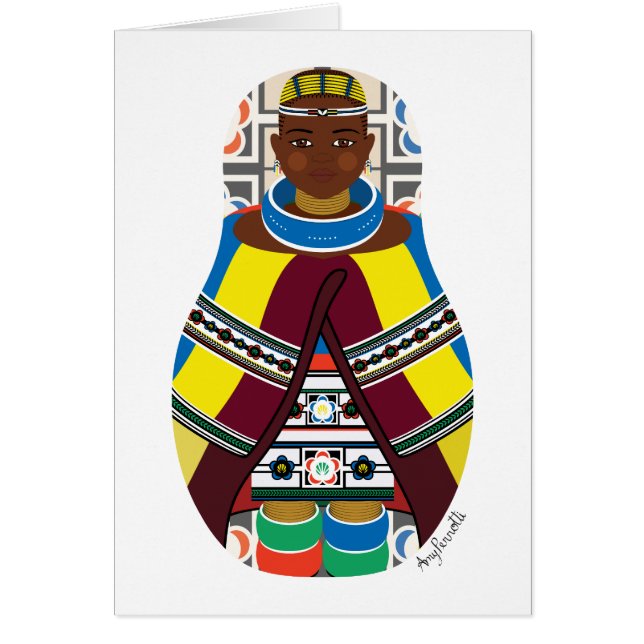 Ndebele, South African Matryoshka Card (Front)