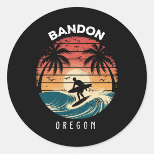 Ndon Oregon Surfboard Waves Beach Classic Round Sticker