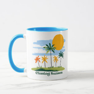 ne Vintage Tropical Palm Trees Two-Tone Mug