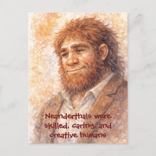 Neanderthal Portrait Watercolor Funny Postcard