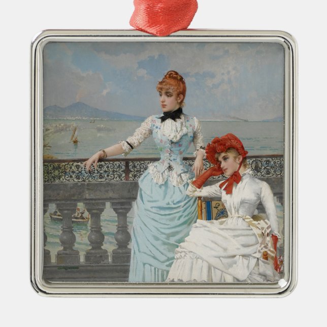 Neapolitan Beauties (Elegant Italian Young Women) Metal Ornament (Front)