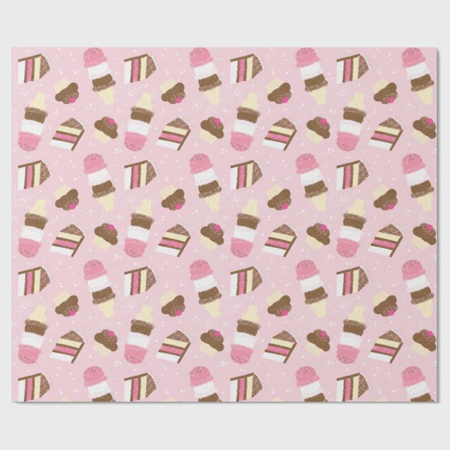 Neapolitan Cake & Ice Cream Wrapping Paper (Flat)