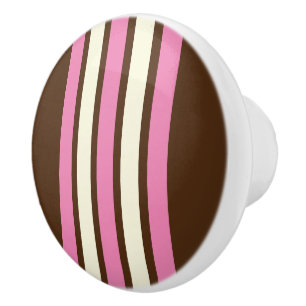Neapolitan Ceramic Knob (Brown, Pink & Cream)
