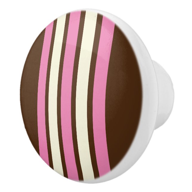 Neapolitan Ceramic Knob (Brown, Pink & Cream) (Right)